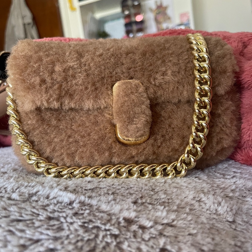 Marc Jacobs Brown Faux Fur Chain Shoulder Bag